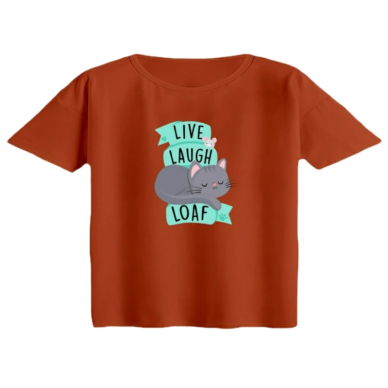 کراپ تی‌شرت آستین کوتاه زنانه مدل سخن گربه