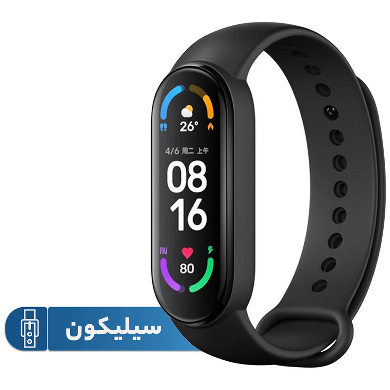 ساعت هوشمند مدل EF MI BAND 6 صفحه نمایش رنگی، شمارش ضربان قلب بند سیلیکونی