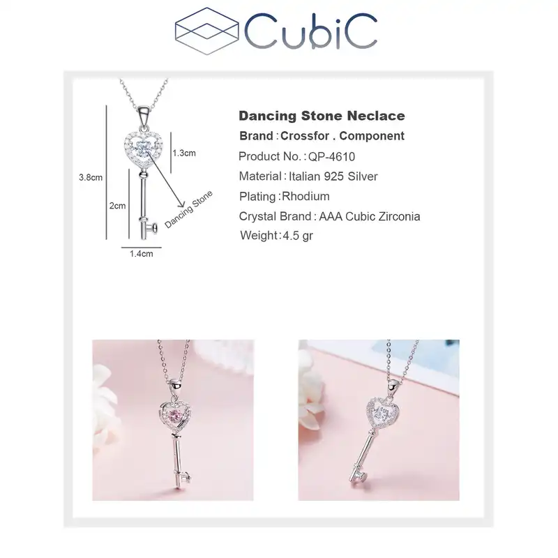 گردنبند نقره زنانه کوبیک مدل QP-4610