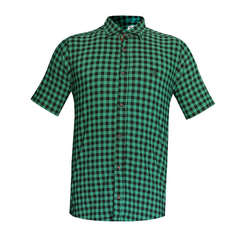 پیراهن آستین کوتاه مردانه مدل چهارخانه کد GR رنگ سبز