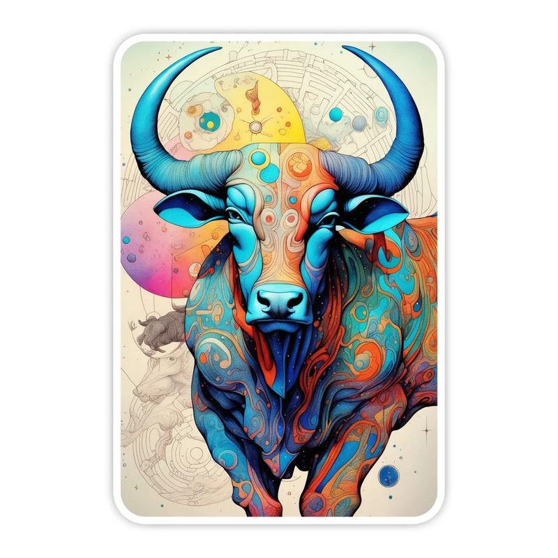 استیکر لپ تاپ و موبایل گوفی طرح گاو هفت رنگ مدل Gav haft rang 54