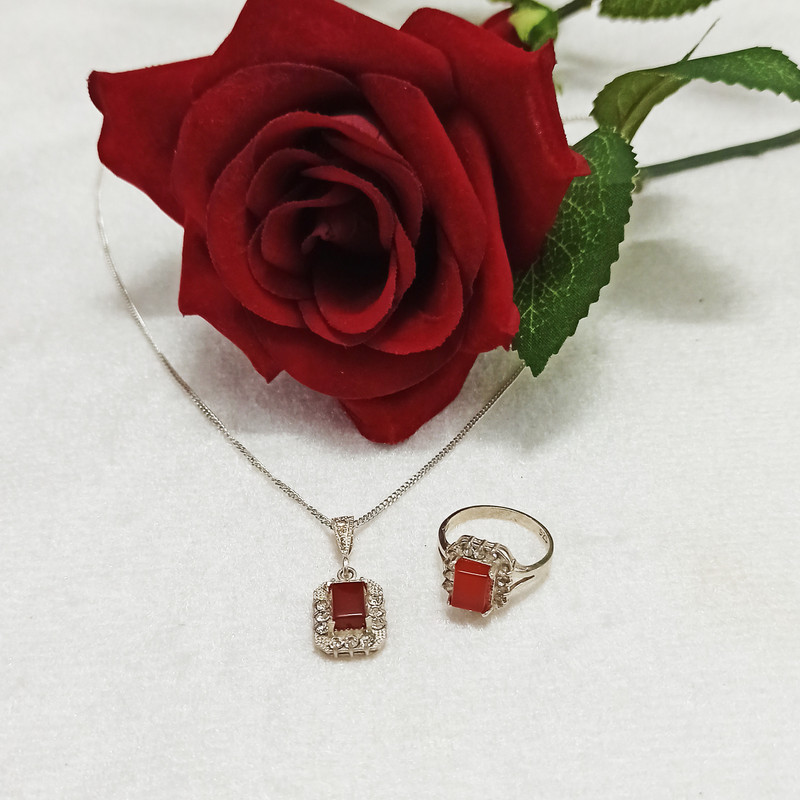 نیم ست نقره زنانه سلین کالا مدل عقیق کد ce-ag4