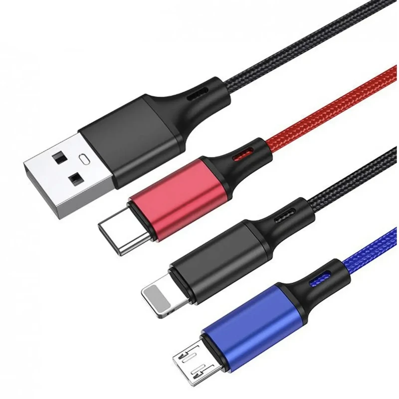 کابل تبدیل USB به microUSB /لایتنینگ/USB-C جوکید مدل JA012 طول 1.2 متر