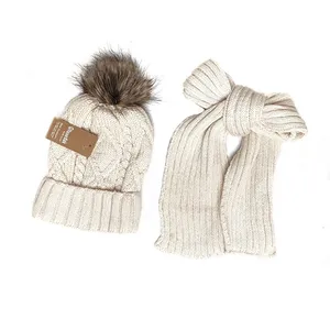 ست کلاه و شال گردن بافتنی بچگانه مدل قاصدک رنگ سفید