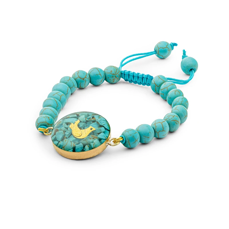 دستبند سنگی زنانه آلتین هنر مدل پرنده طرح مرغ آمین