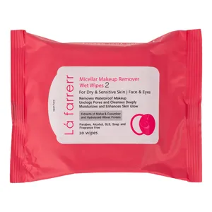 دستمال مرطوب پاک کننده آرایش چشم و صورت لافارر مدل 02 مناسب پوست‌های خشک و حساس بسته 20 عددی