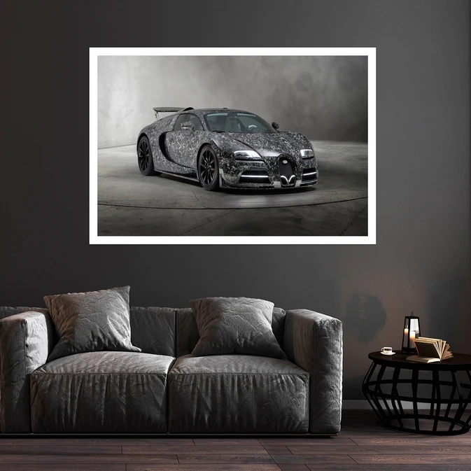 تابلو بکلیت طرح ماشین بوگاتی مدل قاب شاسی W-s8954