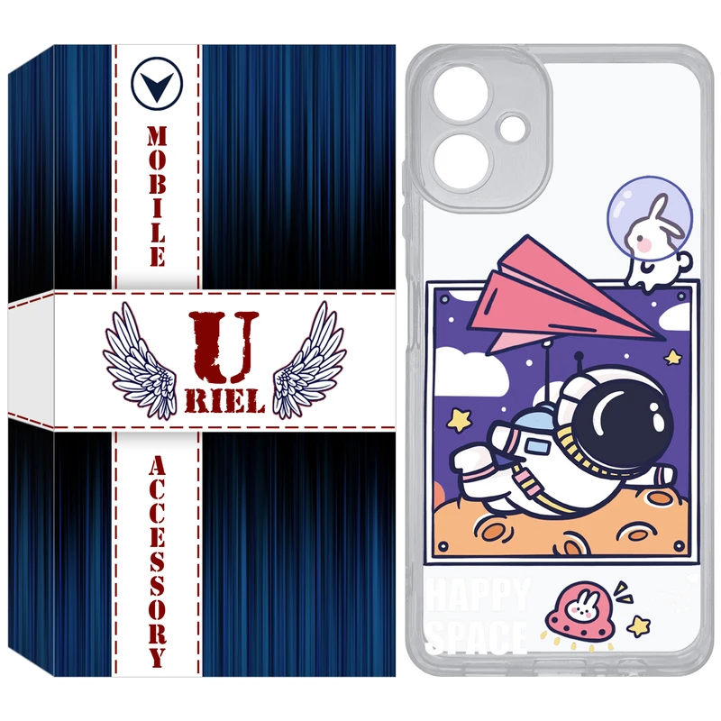 کاور یوریل قاب مدل Clear کد 22 طرح فضانورد مناسب برای گوشی موبایل سامسونگ Galaxy A06