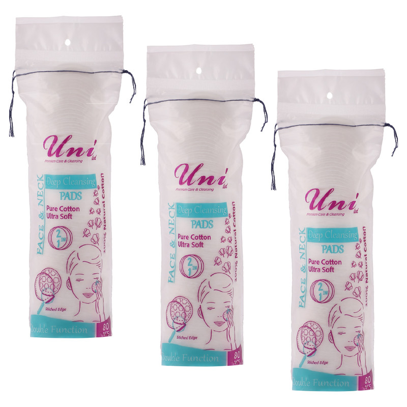 پد پاک کننده آرایش یونی لد مدل Ultra Soft سه بسته 80 عددی