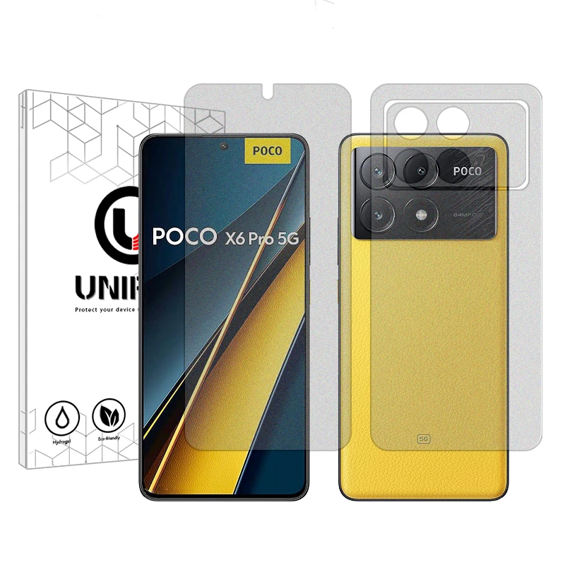 محافظ صفحه نمایش مات یونی پرو مدل 5 Star مناسب برای گوشی موبایل شیائومی Poco X6 Pro به همراه محافظ پشت گوشی