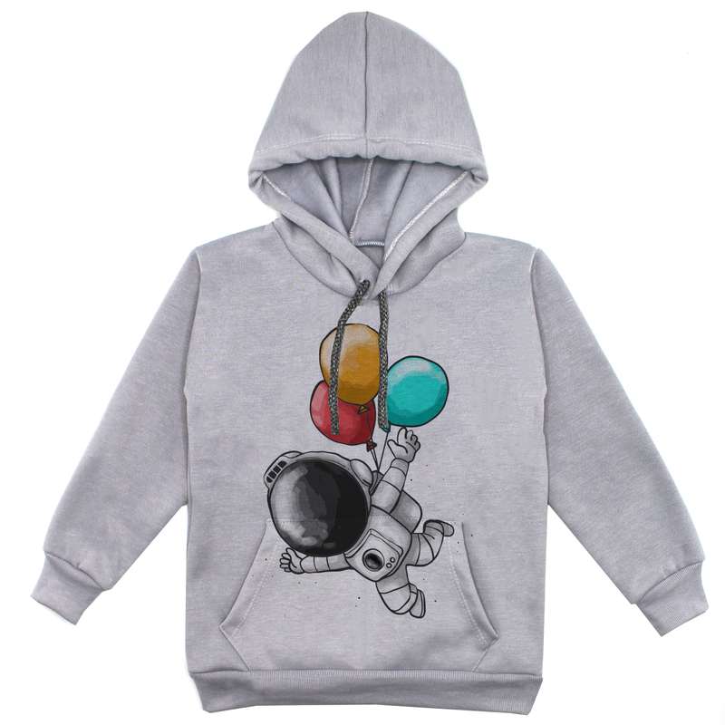 هودی پسرانه مدل فضانورد F63 رنگ طوسی