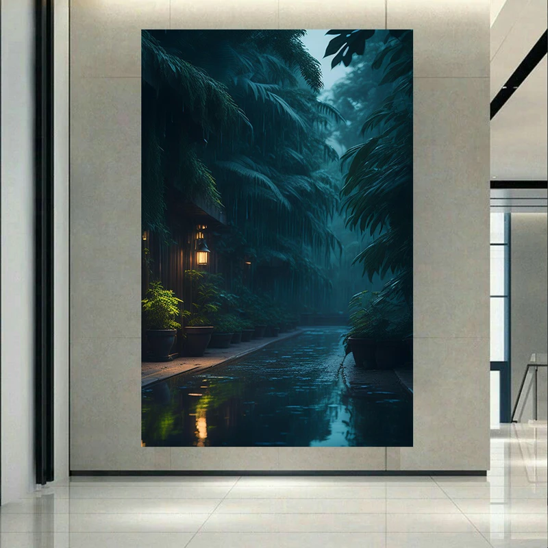 تابلو بوم طرح باران مدل جاده خیس کد AR3058327