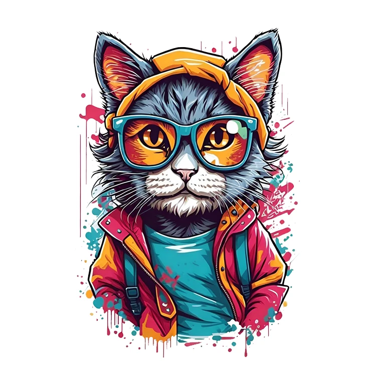 استیکر پارچه و لباس پاد آفرین مدل گربه کد 1633