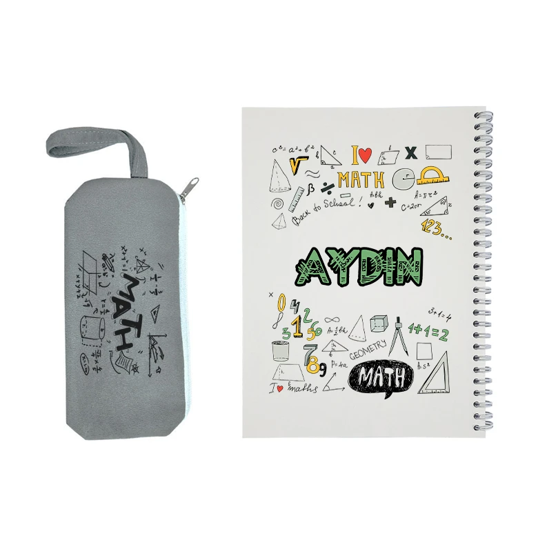 دفتر مشق 50 برگ طرح ریاضی مدل آیدین به همراه جامدادی