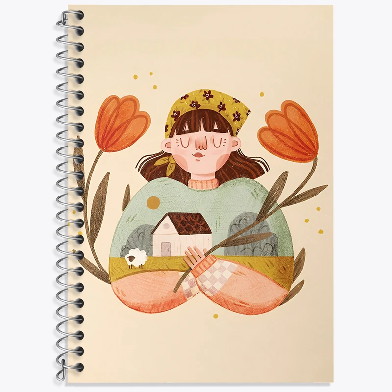 دفتر زبان 50 برگ خندالو مدل دو خط طرح دخترانه کد N5629