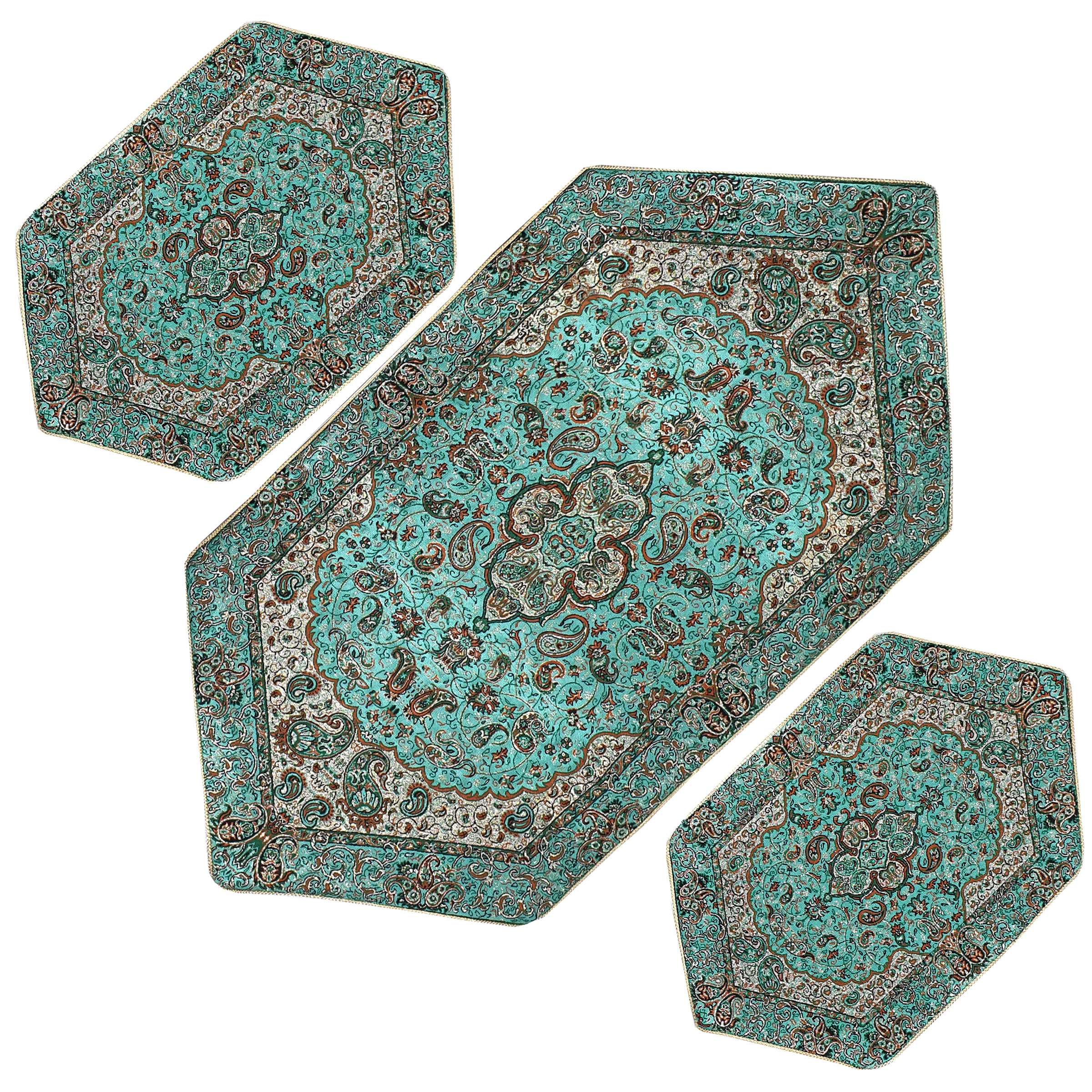 ست سه تکه رومیزی ترمه مدل شاه عباسی کد SBW3-3