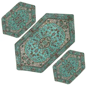 ست سه تکه رومیزی ترمه مدل شاه عباسی کد SBW3-3