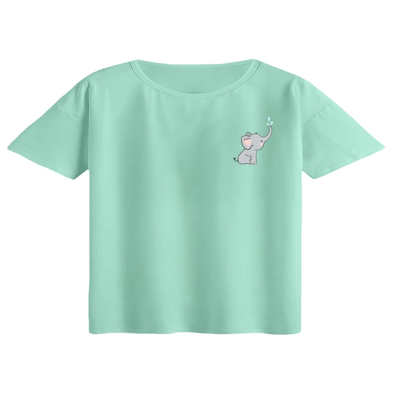 کراپ تی‌شرت آستین کوتاه زنانه مدل فیل کد ۸