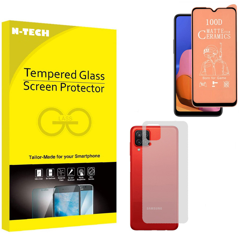  محافظ صفحه نمایش سرامیکی مات انتک مدل CRBKM-01 مناسب برای گوشی موبایل سامسونگ Galaxy A12 به همراه محافظ پشت گوشی 