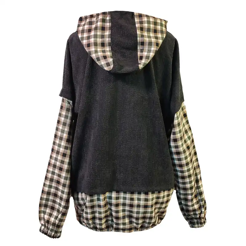 هودی زنانه مدل مخمل کبریتی کد 475 رنگ مشکی