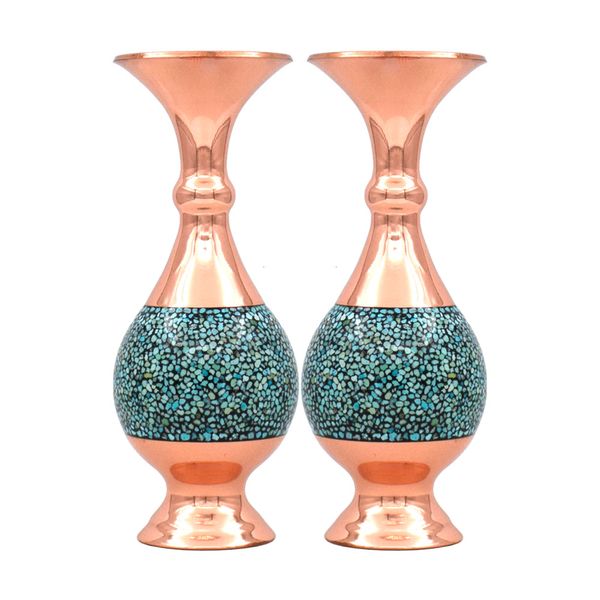 گلدان فیروزه کوبی کد 16-2 مجموعه 2 عددی