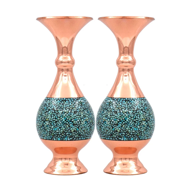 گلدان فیروزه کوبی کد 16-2 مجموعه 2 عددی