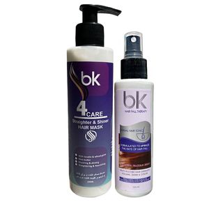 اسپری ضد ریزش مو بی کی مدل HAIRFALL THRAPY حجم 120 میلی لیتر به همراه ماسک مو مدل 4care حجم 200 میلی لیتر