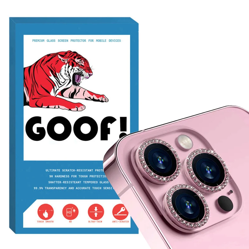 محافظ لنز دوربین گوف مدل رینگی نگین دار مناسب برای گوشی موبایل اپل Iphone 15 Pro / 15 Pro Max