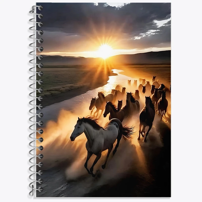 دفتر زبان 50 برگ خندالو مدل دو خط طرح اسب های وحشی کد F5892