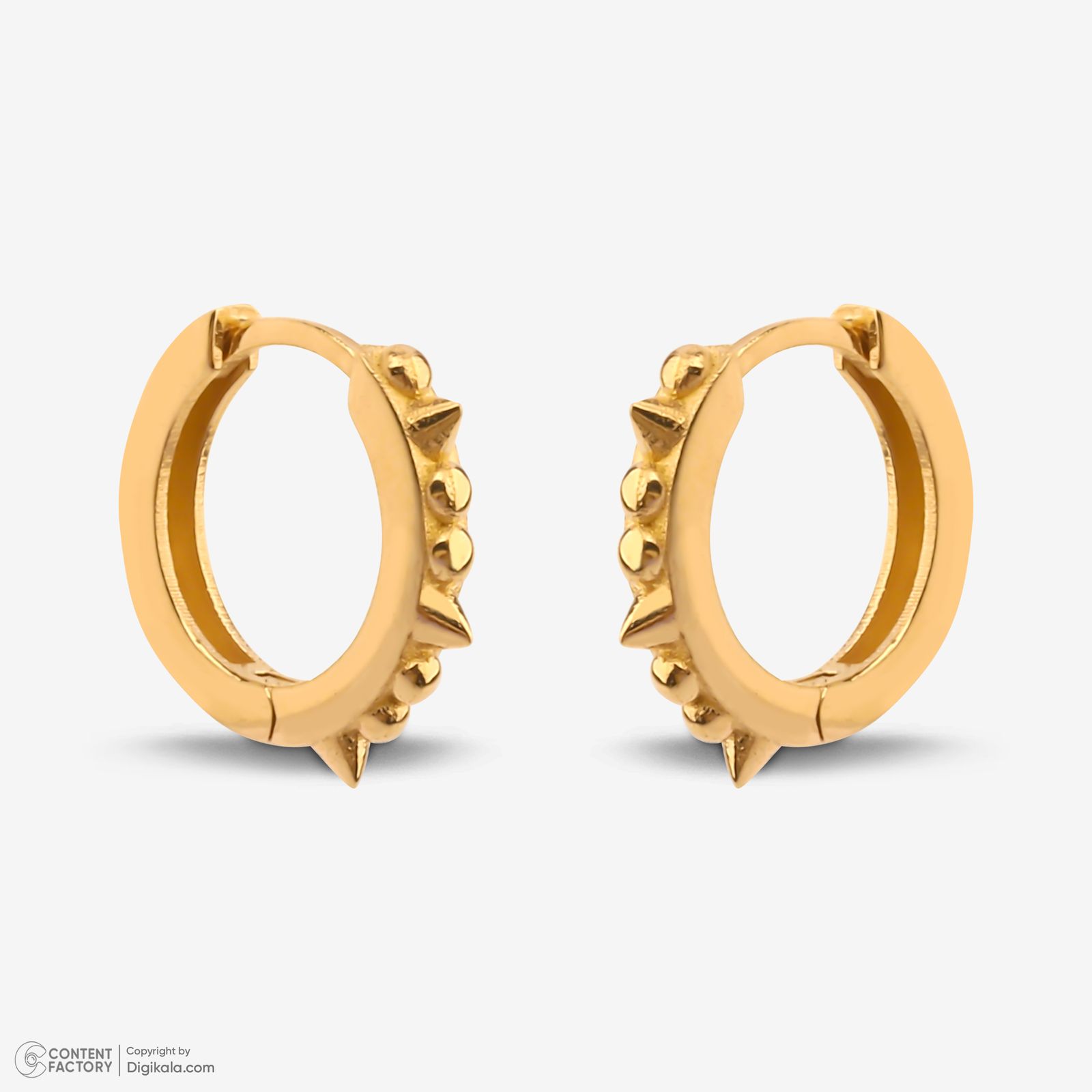 گوشواره حلقه‌ای طلا کم اجرت  18 عیار زنانه گلدم مدل E244032 -  - 5