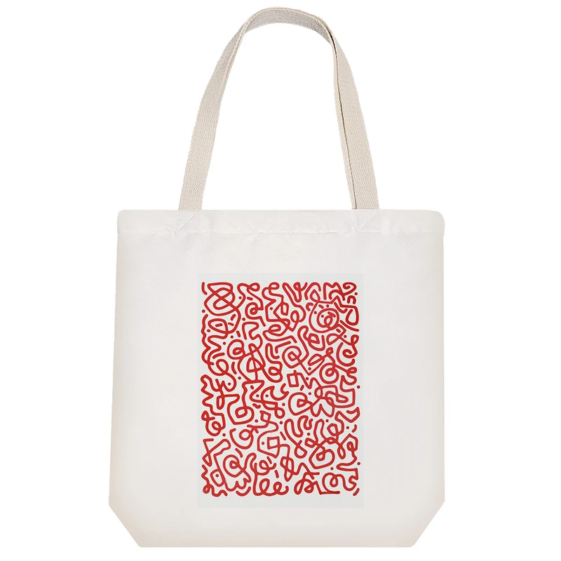 ساک خرید پارچه ای خندالو طرح پترن قرمز مدل توت بگ کد 7026