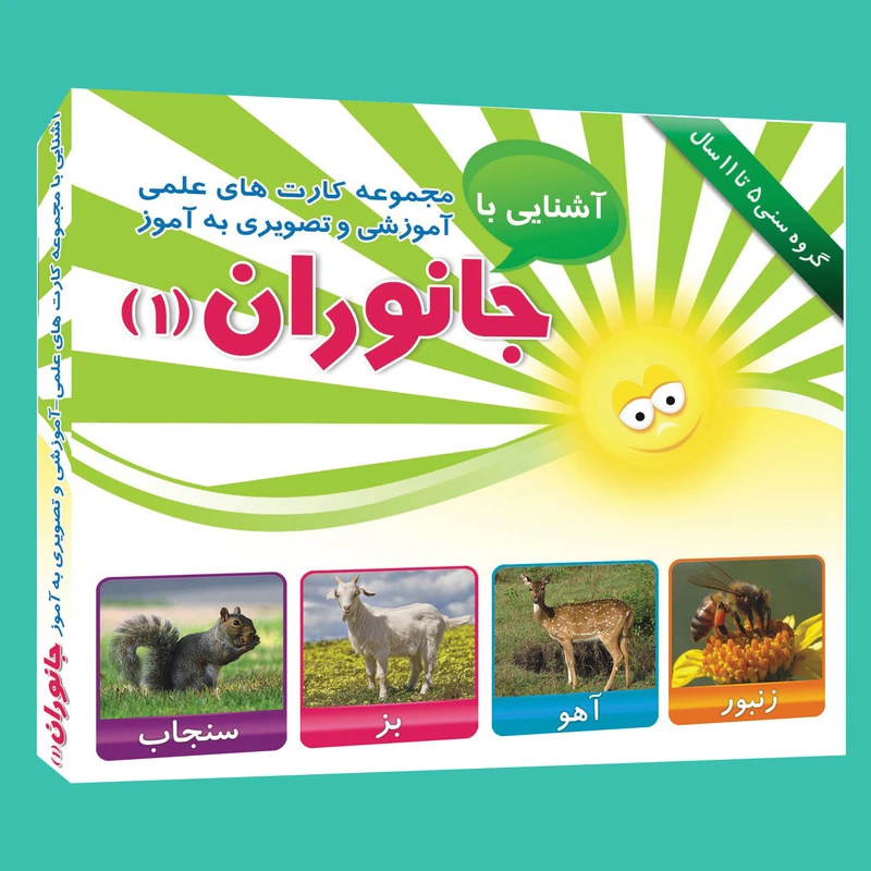 فلش کارت علمی آموزشی و تصویری به آموز آشنایی با جانوران 1 5 تا 11 سال انتشارات امین اذر