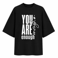 تی&zwnj;شرت آستین سه ربع زنانه مدل باکسی you are anough