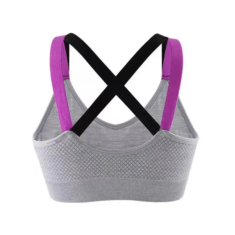 نیم تنه ورزشی زنانه مدل پشت ضربدری رنگ طوسی