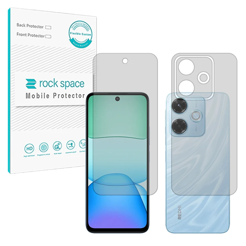 محافظ صفحه نمایش مات راک اسپیس مدل Resistant مناسب برای گوشی موبایل شیائومی Redmi 13x به همراه محافظ پشت گوشی 