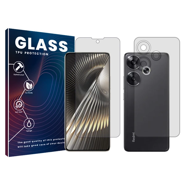 محافظ صفحه نمایش شفاف گلس مدل Resistant مناسب برای گوشی موبایل شیائومی Redmi Turbo 3 به همراه محافظ پشت گوشی