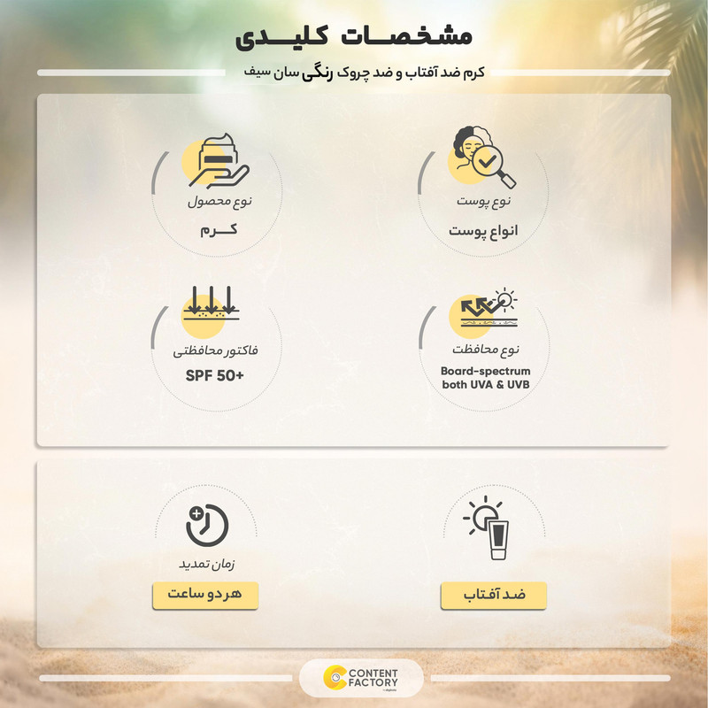 کرم ضد آفتاب و ضد چروک رنگی سان سیف مدل SPF50 مناسب انواع پوست حجم 50 میلی لیتر