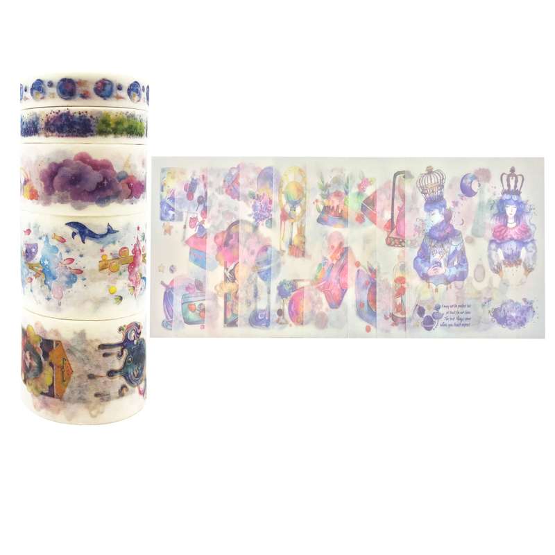 چسب کاغذی مدل واشی طرح Colorful Dreams  عرض 3 سانتی متر بسته 14عددی 