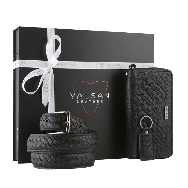 ست هدیه مردانه چرم یلسان مدل آرال کد QZL-NHL-061-BF