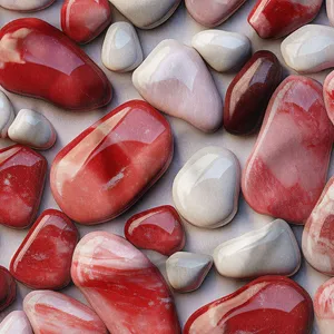 پارچه ملحفه عرض 1.5 متر پارچه باما طرح سه بعدی سنگ ساحلی کد 5013160 رنگ قرمز