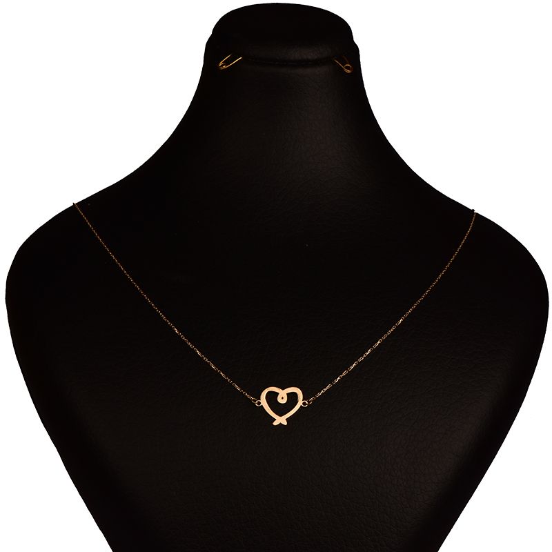 گردنبند طلا 18 عیار زنانه کرابو طرح قلب مدل Kr7024 -  - 1