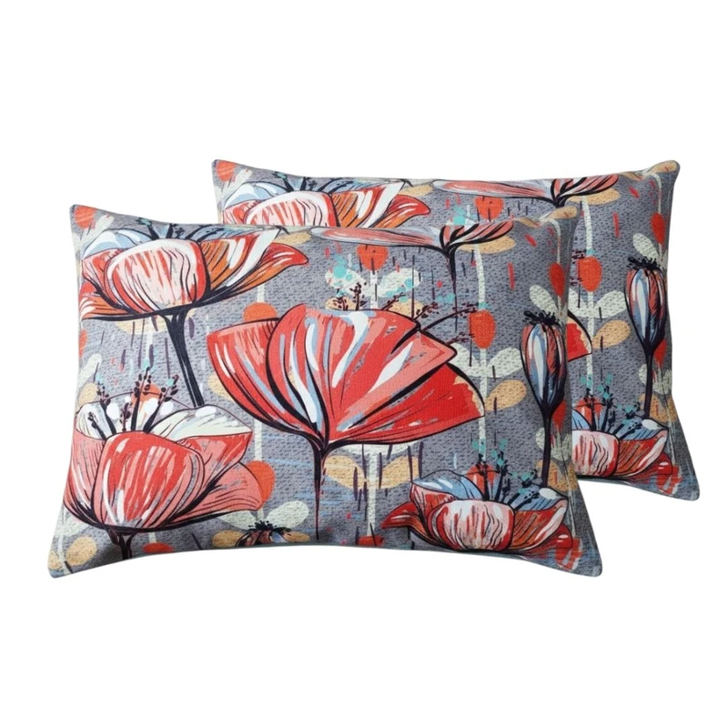 رو بالشی مدل مخمل نرم طرح گل سه بعدی سایز 50*70 سانتی متر بسته دو عددی