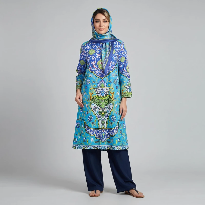 مانتو زنانه پارسی مدل کاشی نگارستان