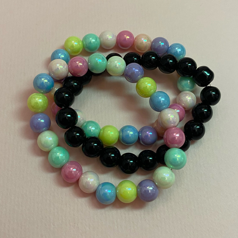 دستبند دخترانه مدل رنگین کمانیها مجموعه 3 عددی