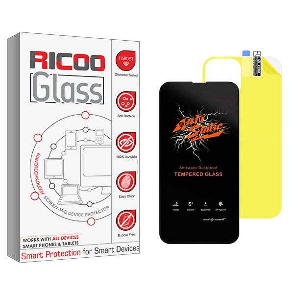 محافظ صفحه نمایش ریکو مدل RiC2 Antistatic مناسب برای گوشی موبایل اپل iPhone 13 Pro Max  به همراه محافظ پشت گوشی