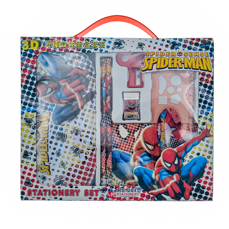 بسته لوازم تحریر مدل مرد عنکبوتی مجموعه 7 عددی