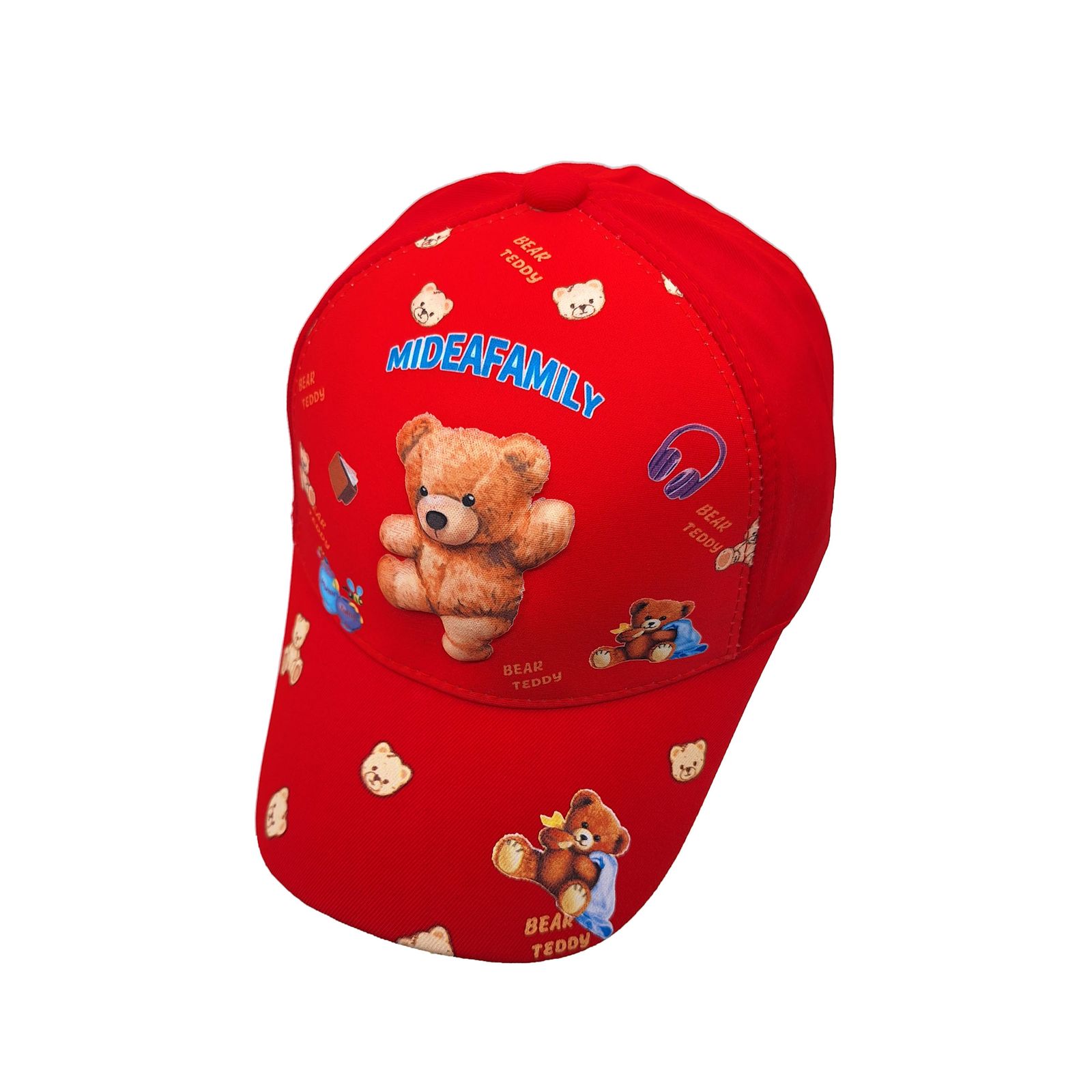 کلاه کپ پسرانه مدل خرس برجسته کد 1143 رنگ قرمز -  - 4