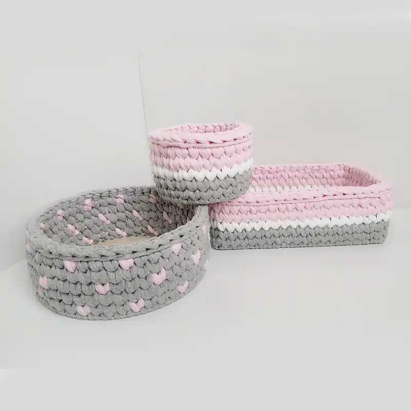 سبد قلاب بافی تریکو مدل کودک مجموعه 3 عددی