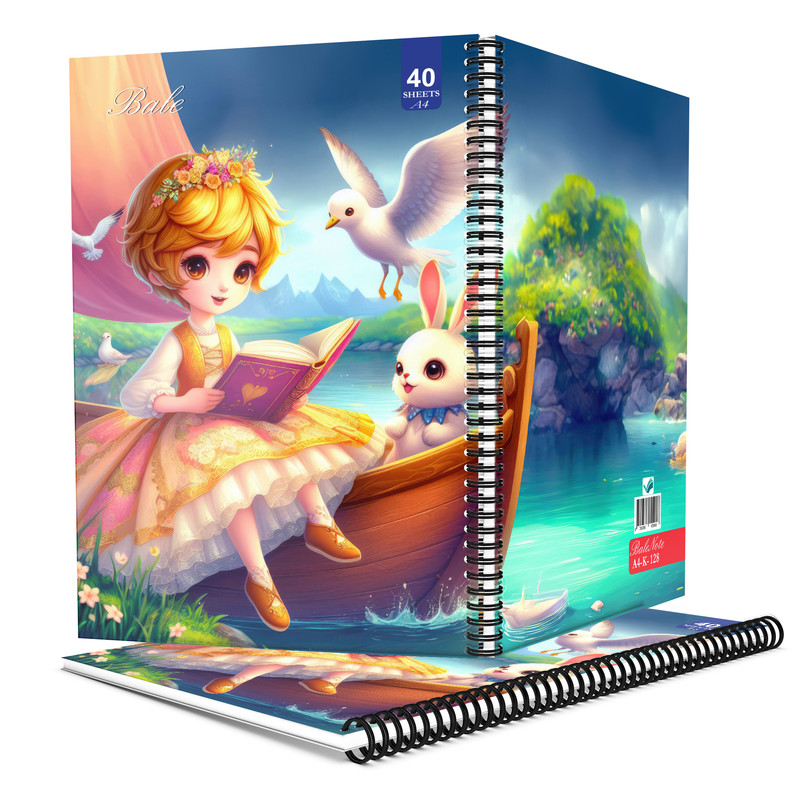دفتر نقاشی 40 برگ انتشارات بله طرح دخترانه کد A4-K128
