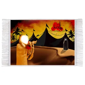 فرش ماشینی دیوارکوب اطلس آبی مدل T4723 طرح علی اصغر